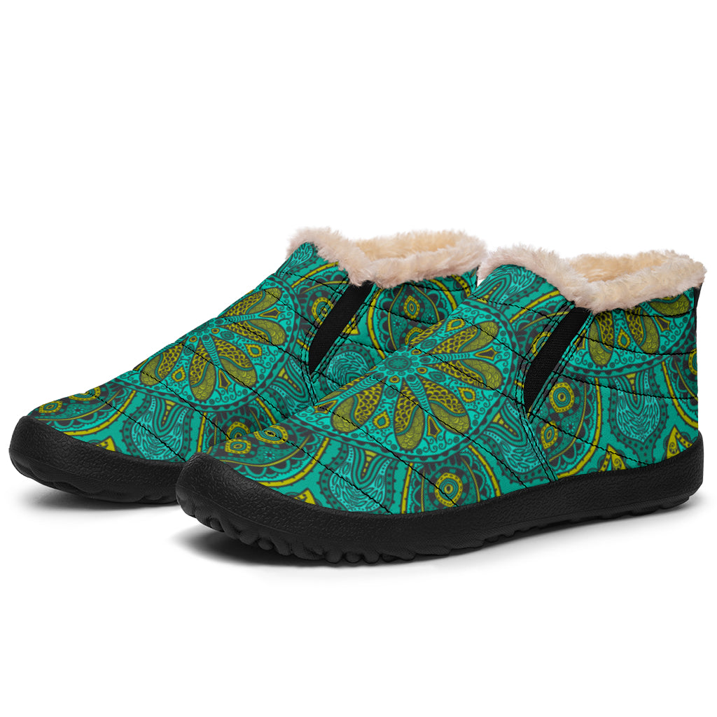 Green Mandala Winter Shoes