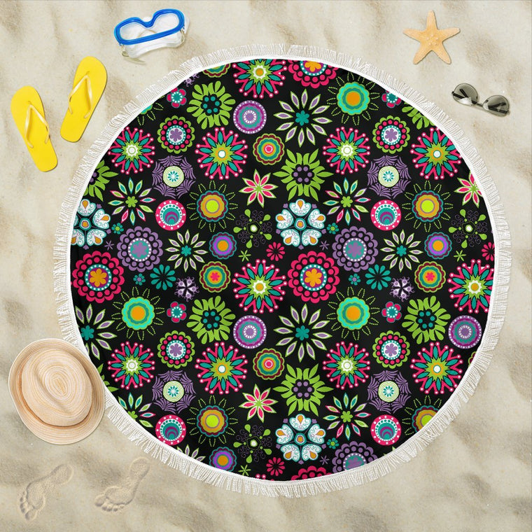 Happy Flowers Beach Blanket