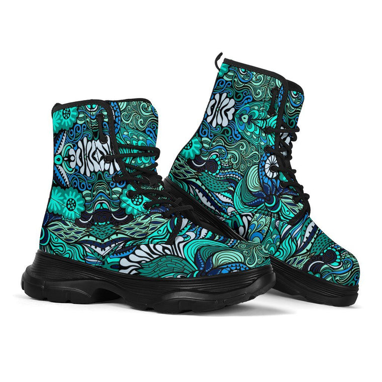 Happy Ocean Chunky Boots