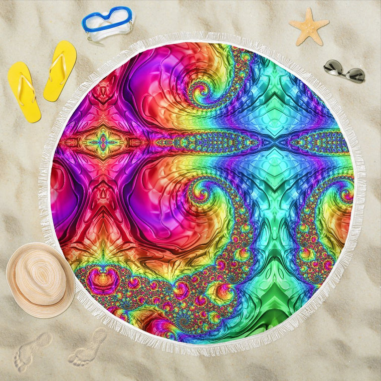 Happy Rainbow Beach Blanket