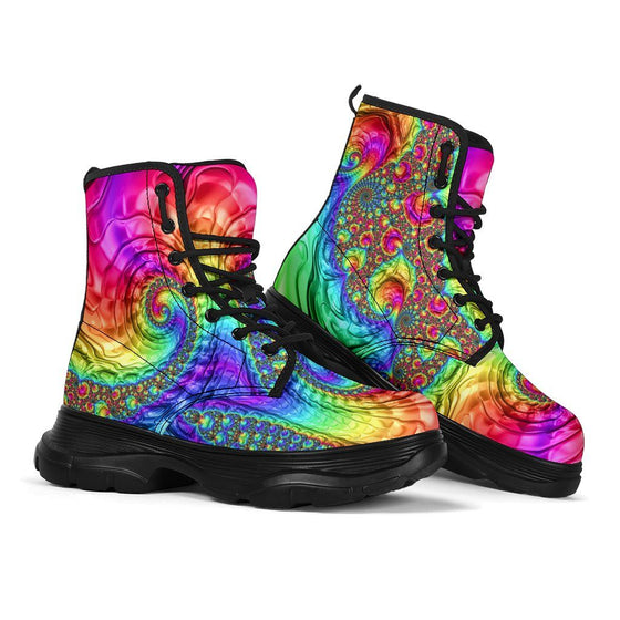 Happy Rainbow Chunky Boots