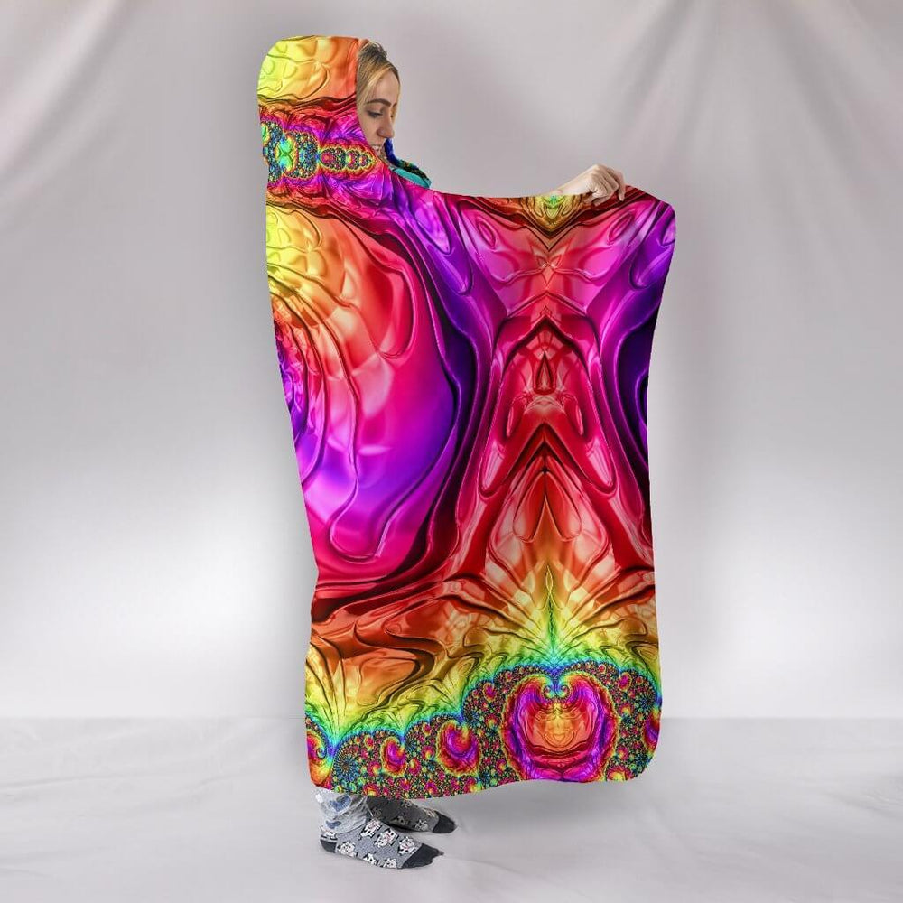 Happy Rainbow Hooded Blanket