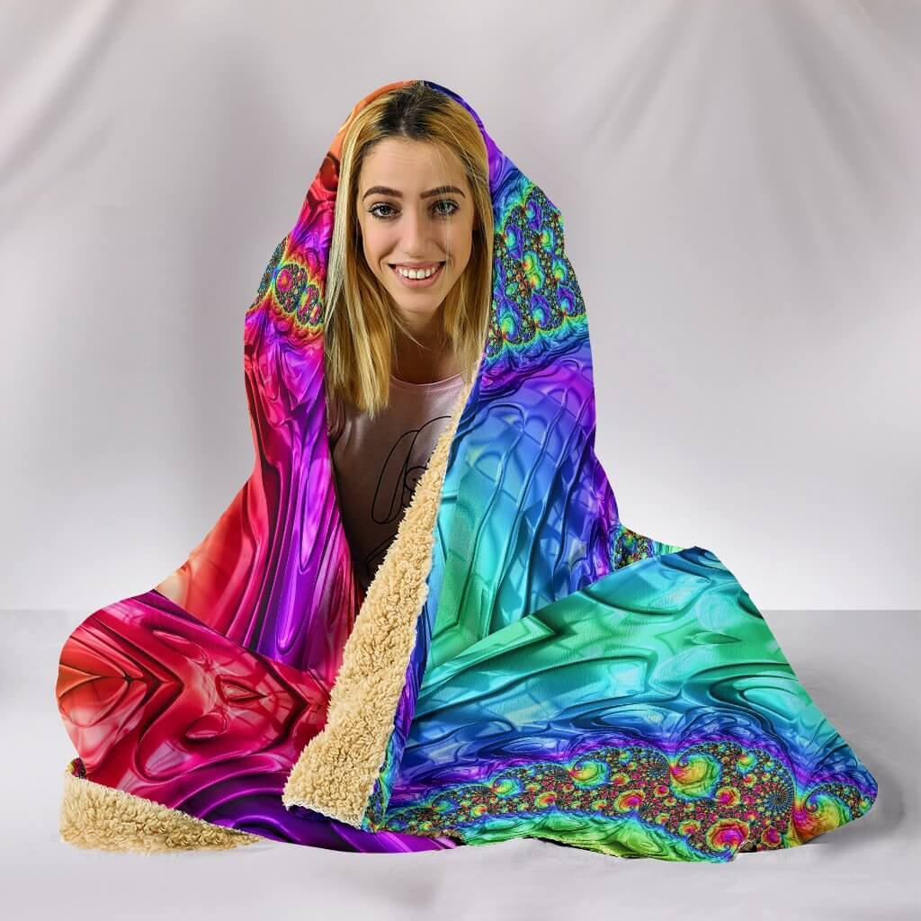 Happy Rainbow Hooded Blanket