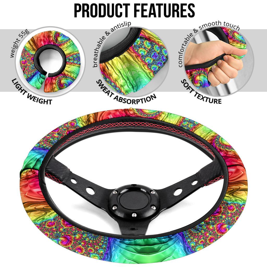 Happy Rainbow Steering Wheel Cover