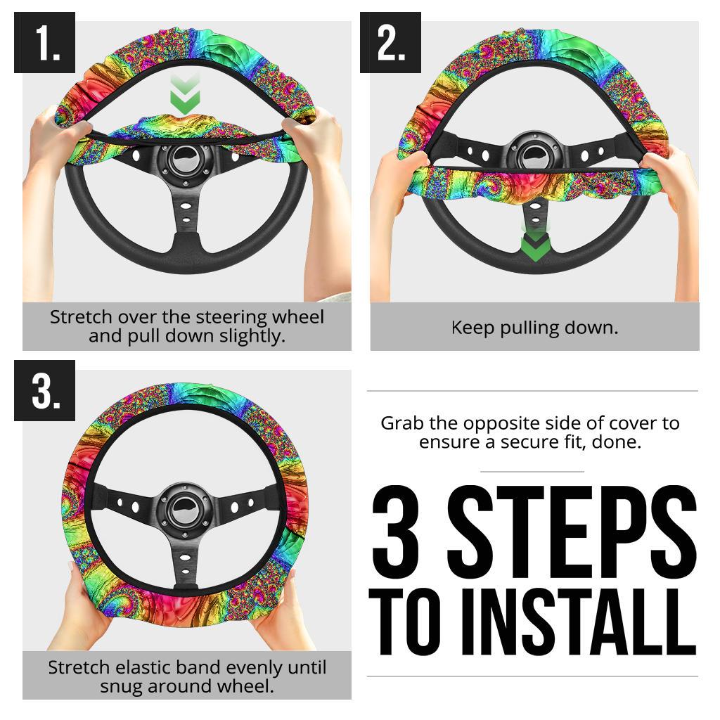 Happy Rainbow Steering Wheel Cover
