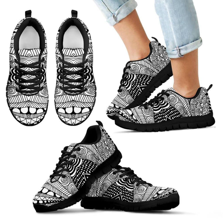 Kids Sneaker - Black & White Shape Kid's Sneakers