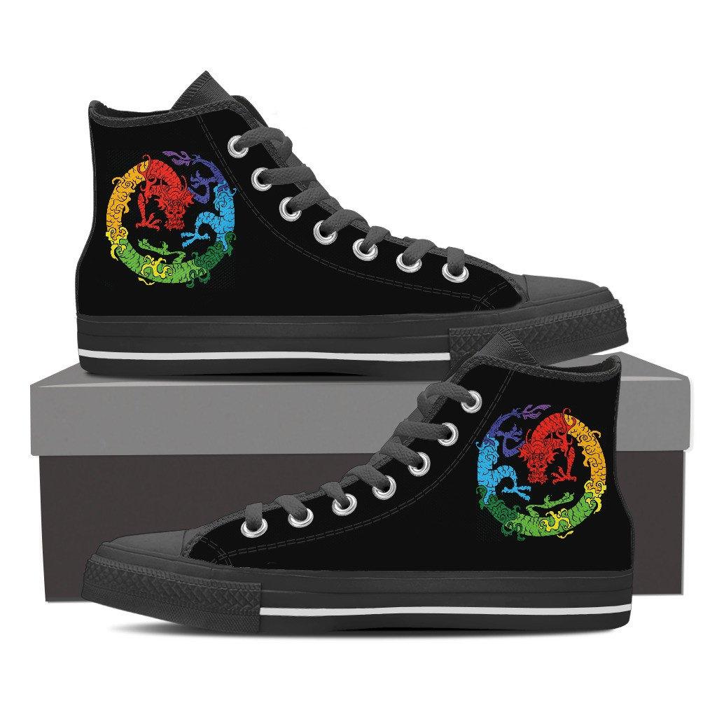 Mens High Top Shoes - Rainbow Dragon Men's High Top Shoes