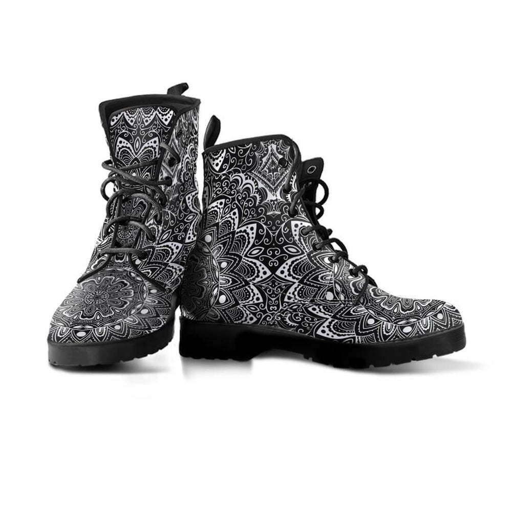 Black and White Mandala Boots | Clearance Sale 