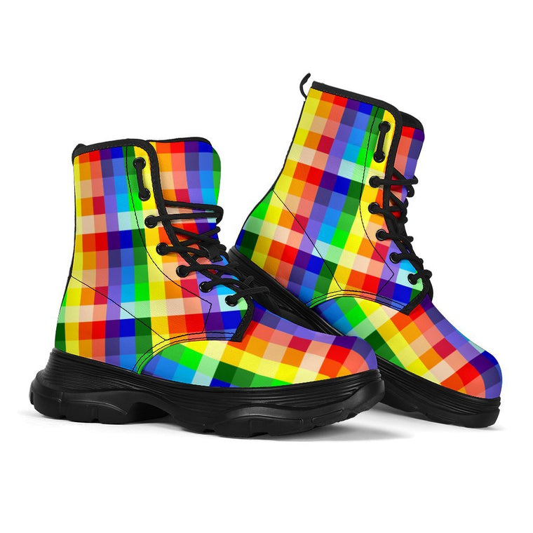 Rainbow Chess Chunky Boots