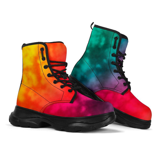 Rainbow Clouds Chunky Boots
