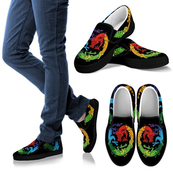 Rainbow Dragon- Men Slip Ons