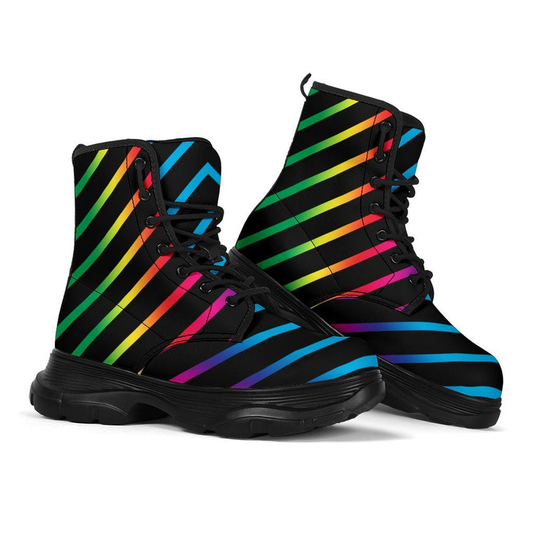 Rainbow Lines Chunky Boots