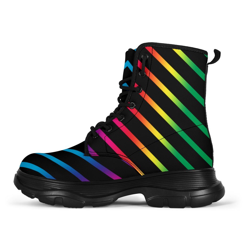 Rainbow Lines Chunky Boots