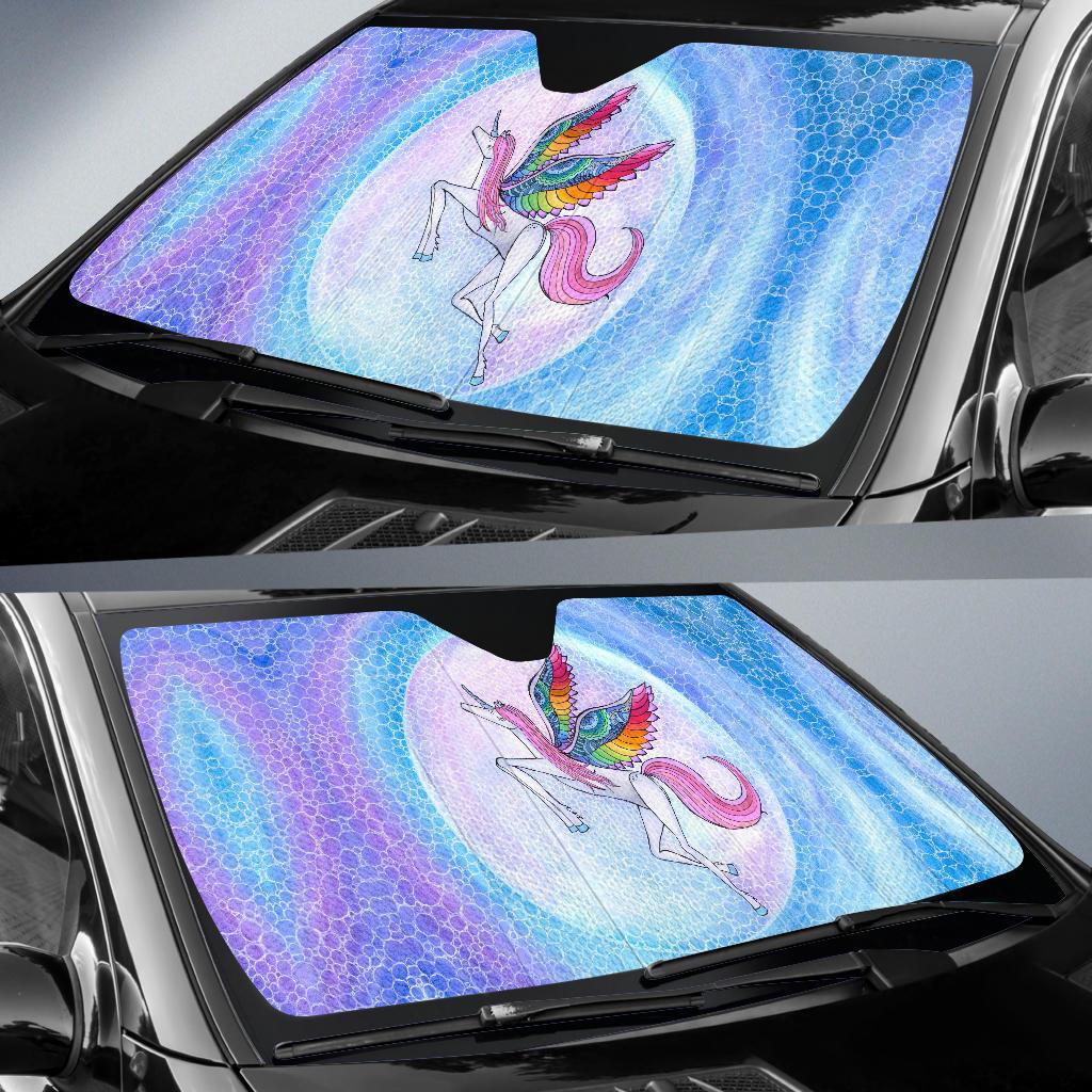Rainbow Unicorn Auto Sun Shade