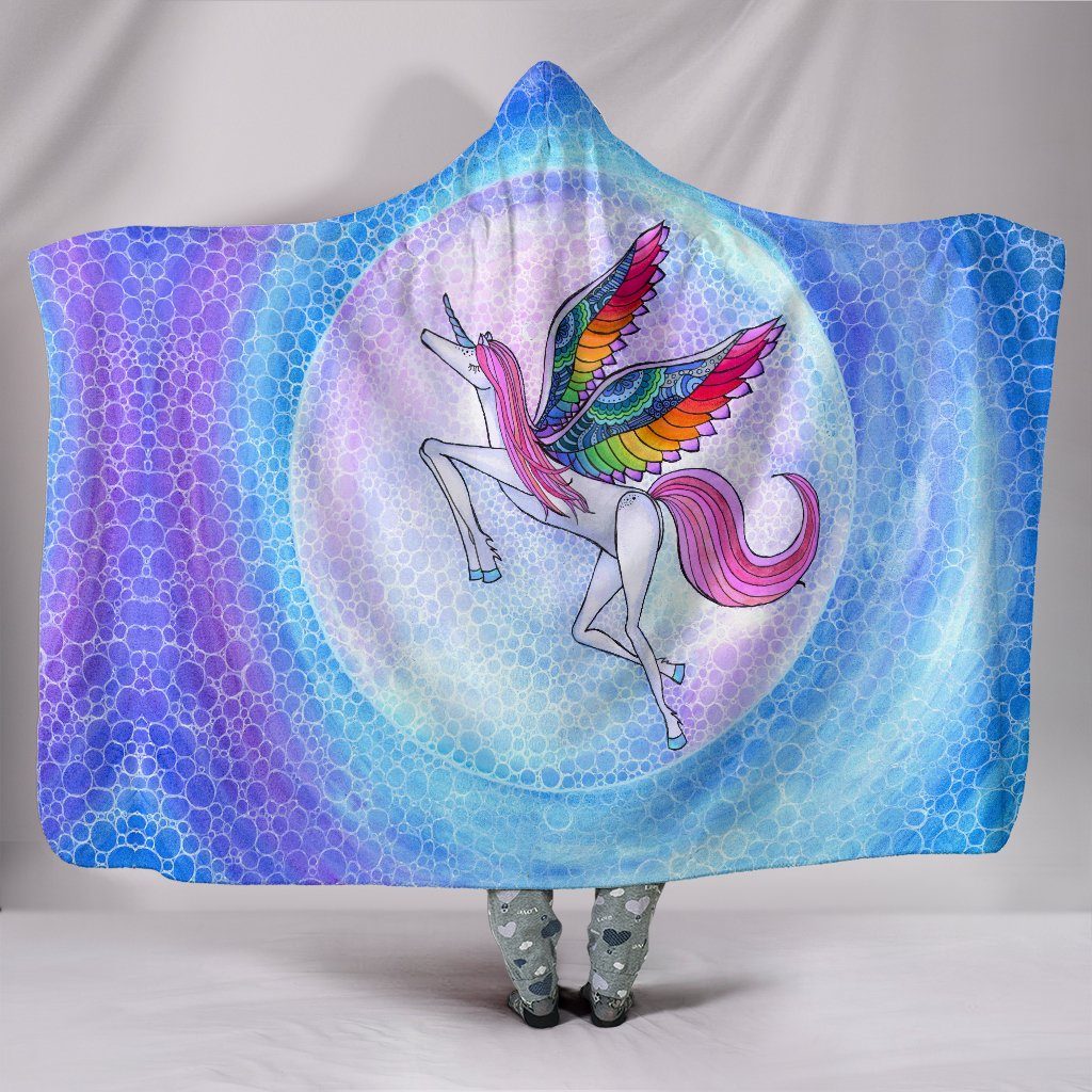 Rainbow Unicorn Hooded Blanket