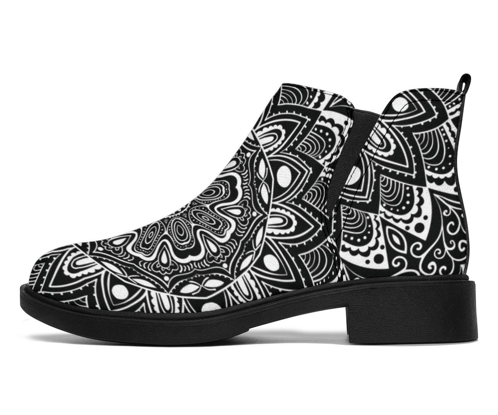 Black and White Mandala Fashion Boots