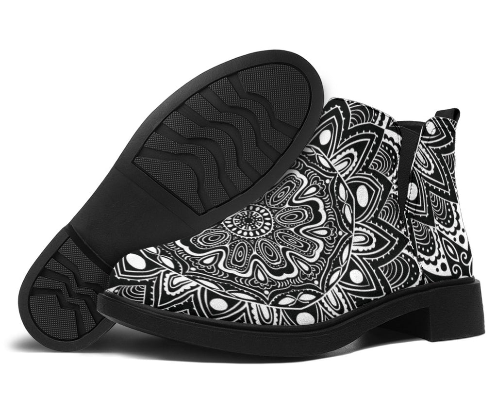 Black and White Mandala Fashion Boots