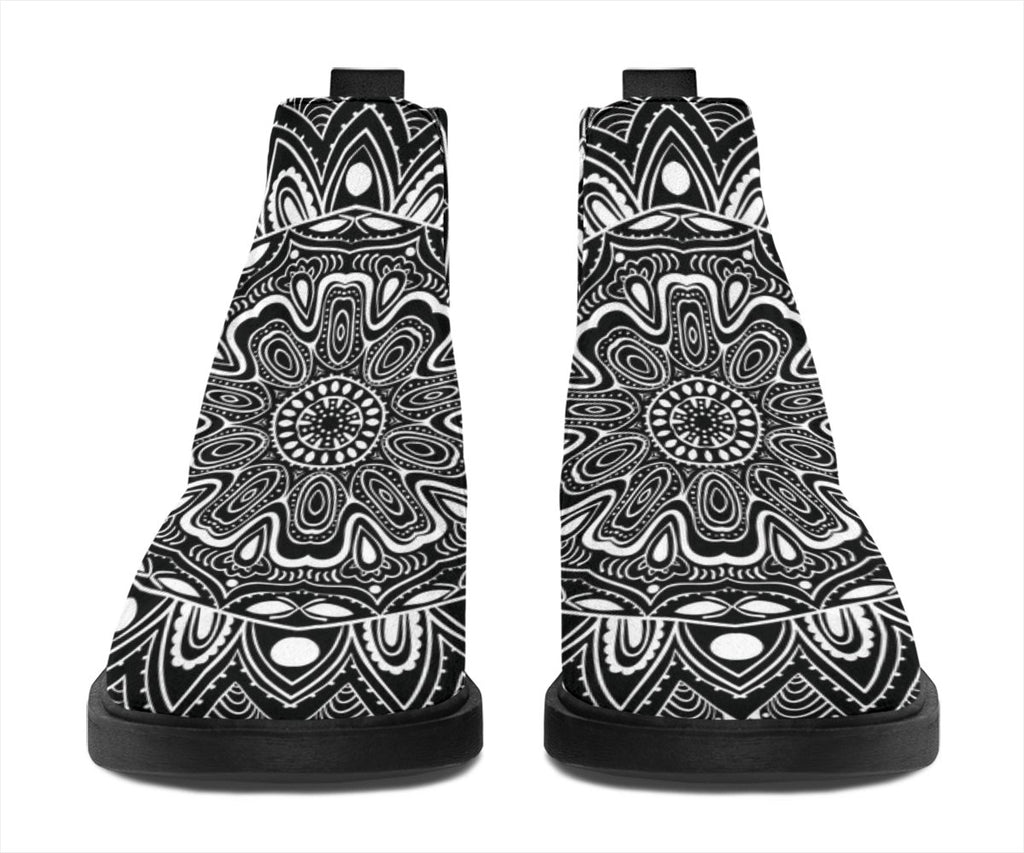 Black and White Mandala Fashion Boots