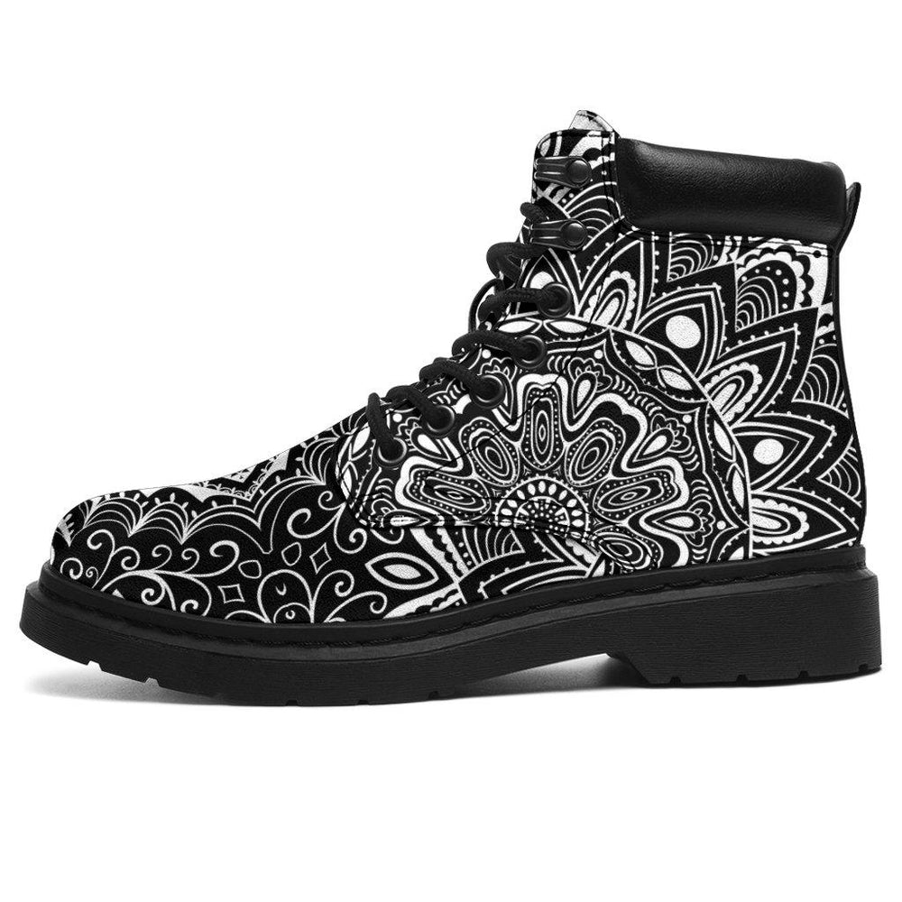 Shoes - Black White Mandala All Weather Boots