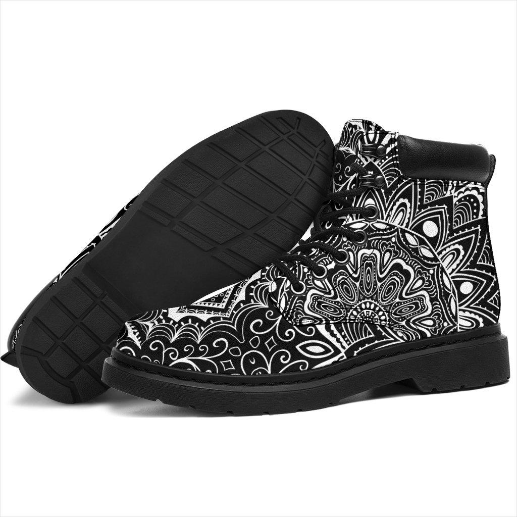 Shoes - Black White Mandala All Weather Boots