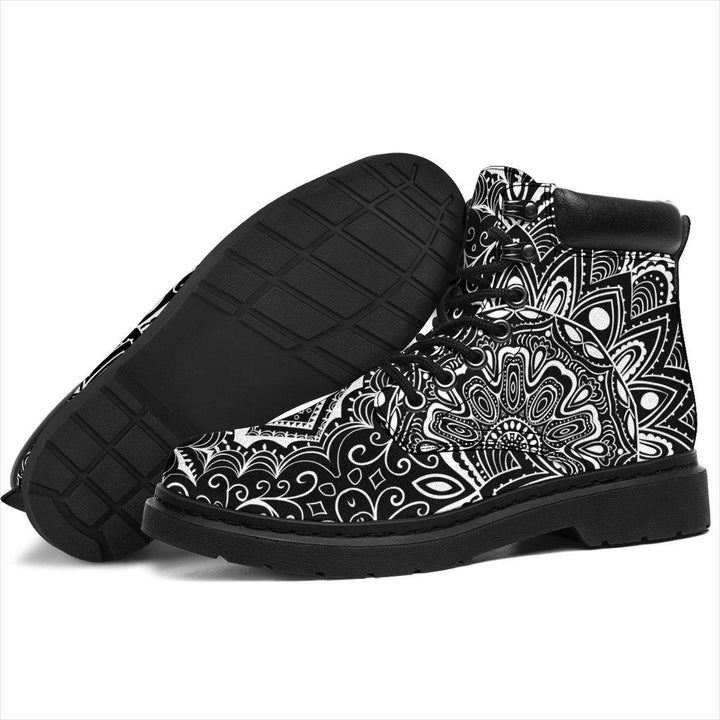 Shoes - Black White Mandala All Weather Boots