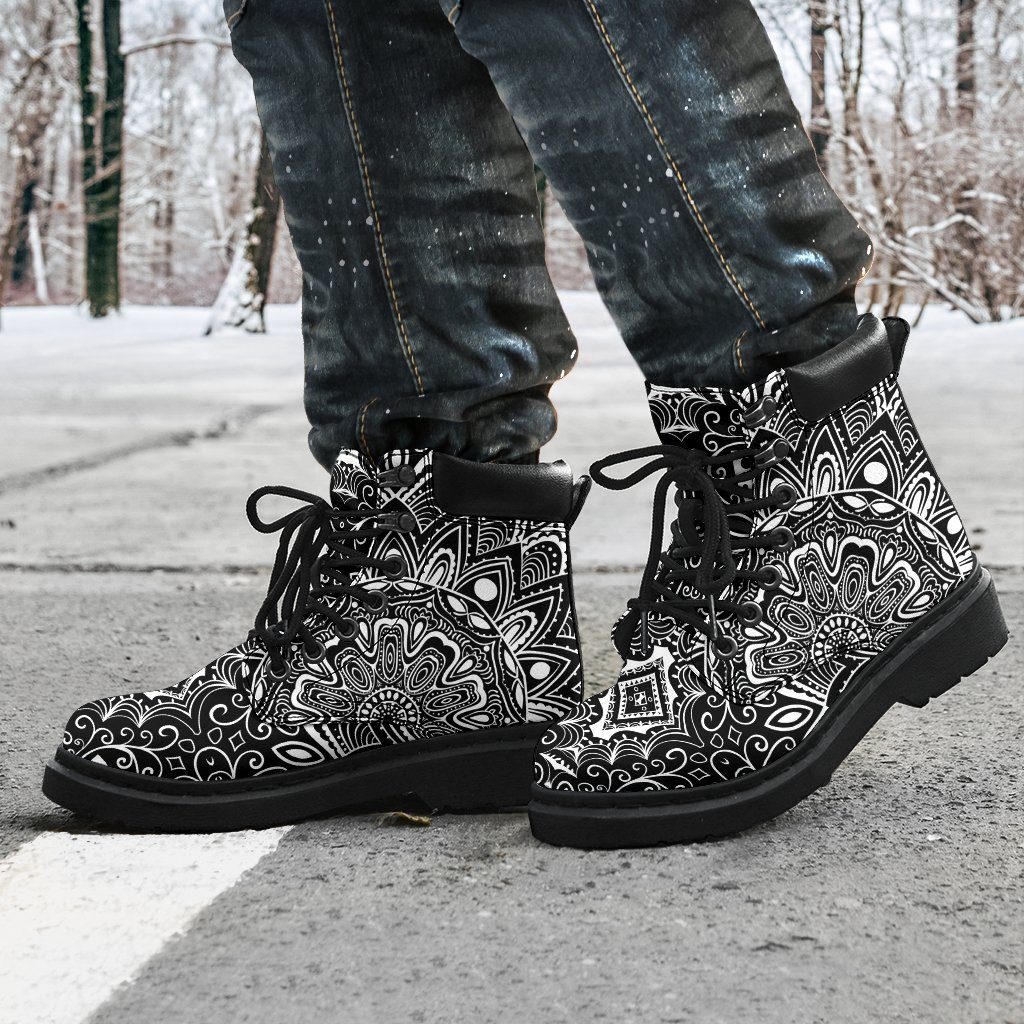Shoes - Black White Mandala All Weather Boots