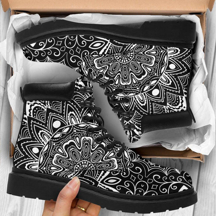 Shoes - Black White Mandala All Weather Boots