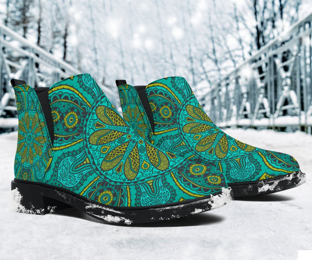 Green Mandala Fashion Boots