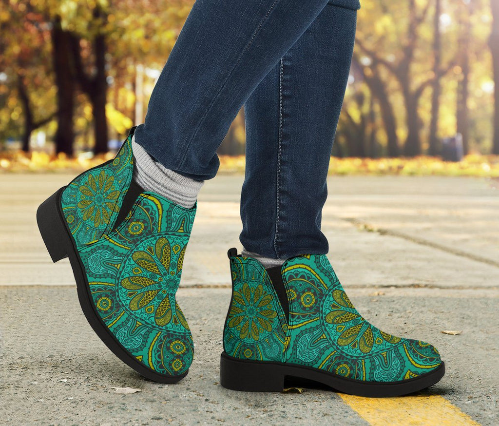 Green Mandala Fashion Boots