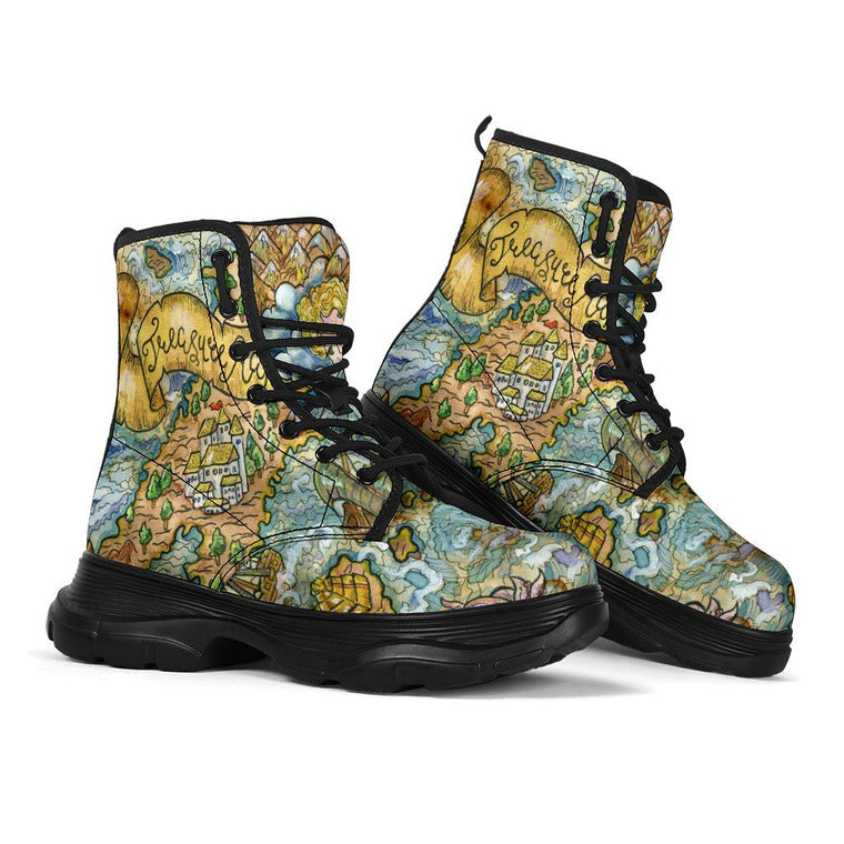 Treasure Map Chunky Boots