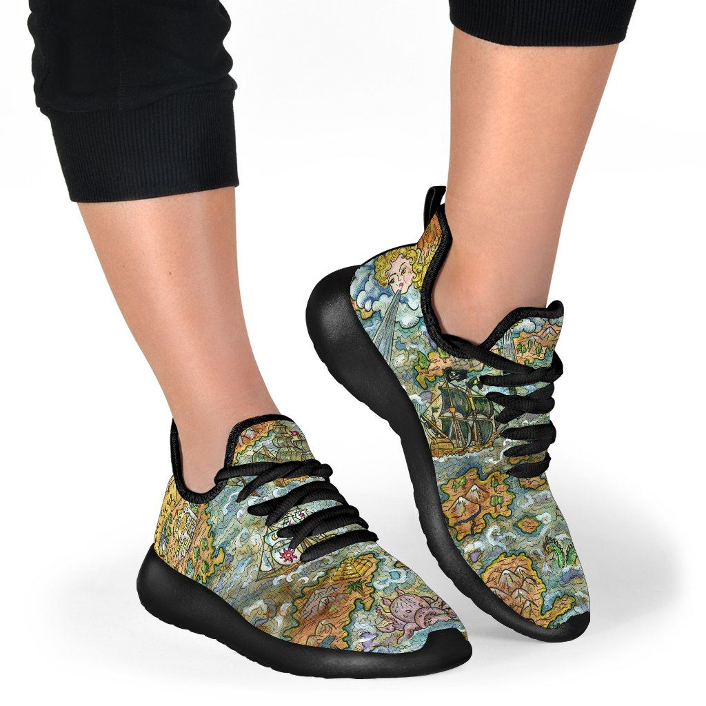 Treasure Map Mesh Knit Sneakers