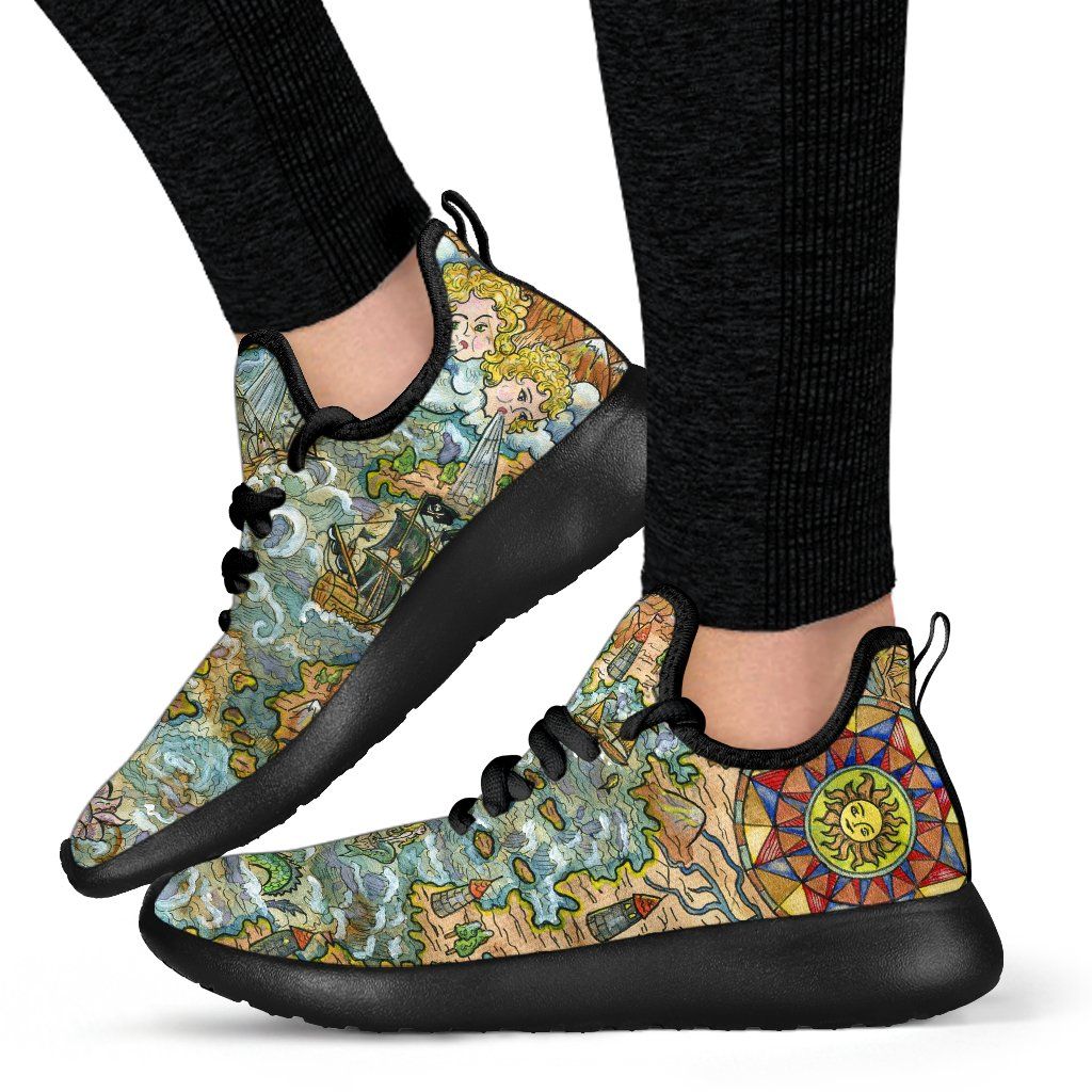 Treasure Map Mesh Knit Sneakers