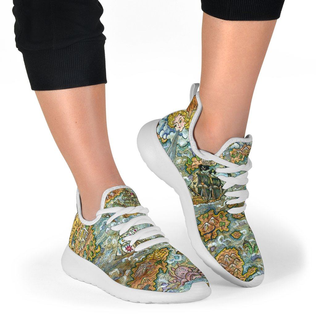 Treasure Map Mesh Knit Sneakers