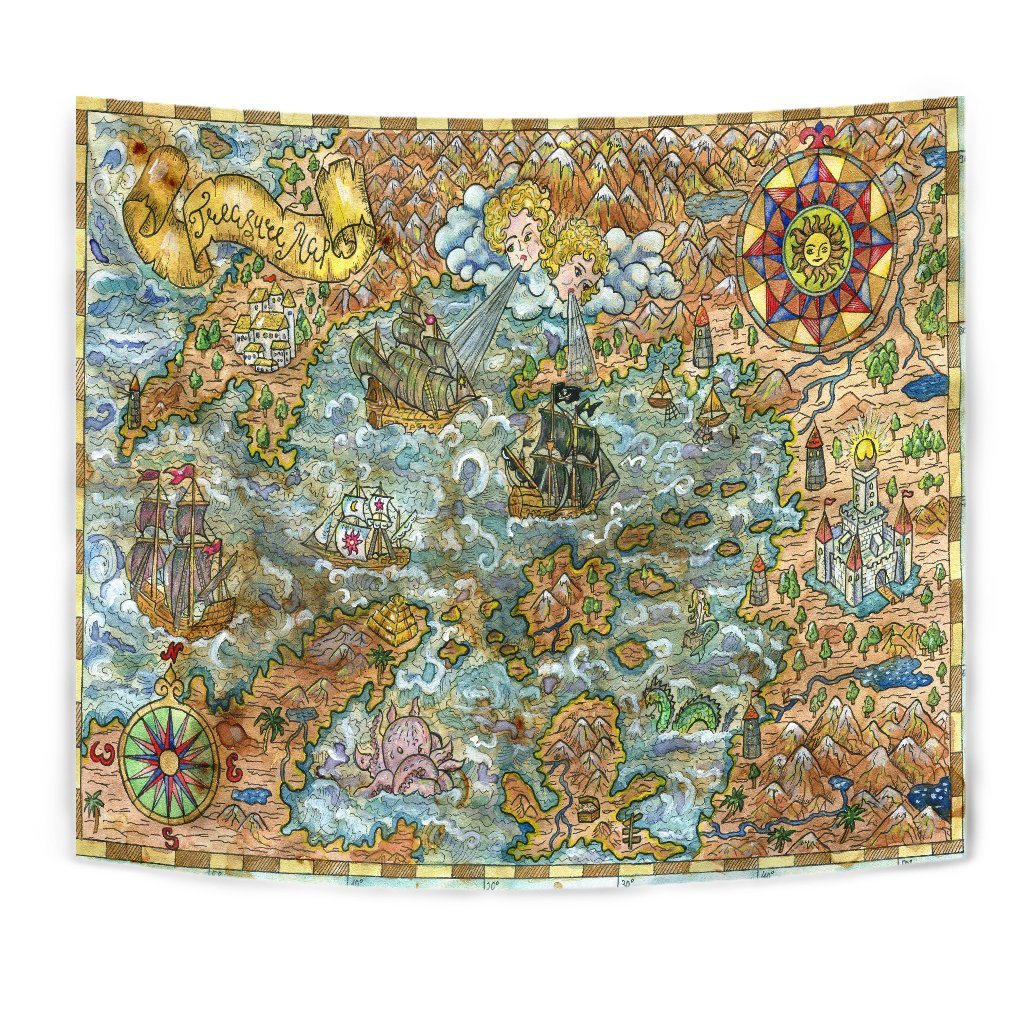 Treasure Map Wall Tapestry
