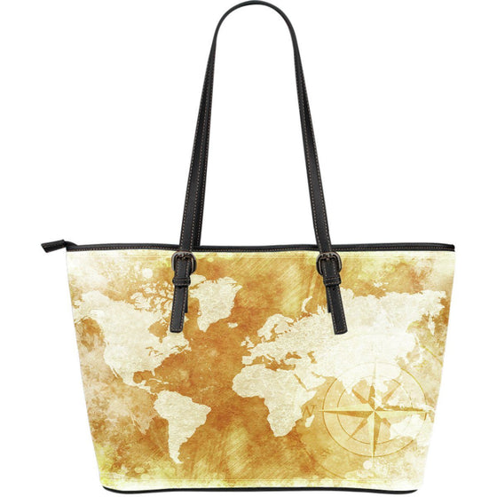 World Map  PU Leather Tote