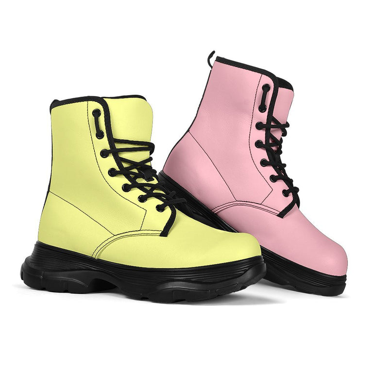 Yellow Pink Chunky Boots